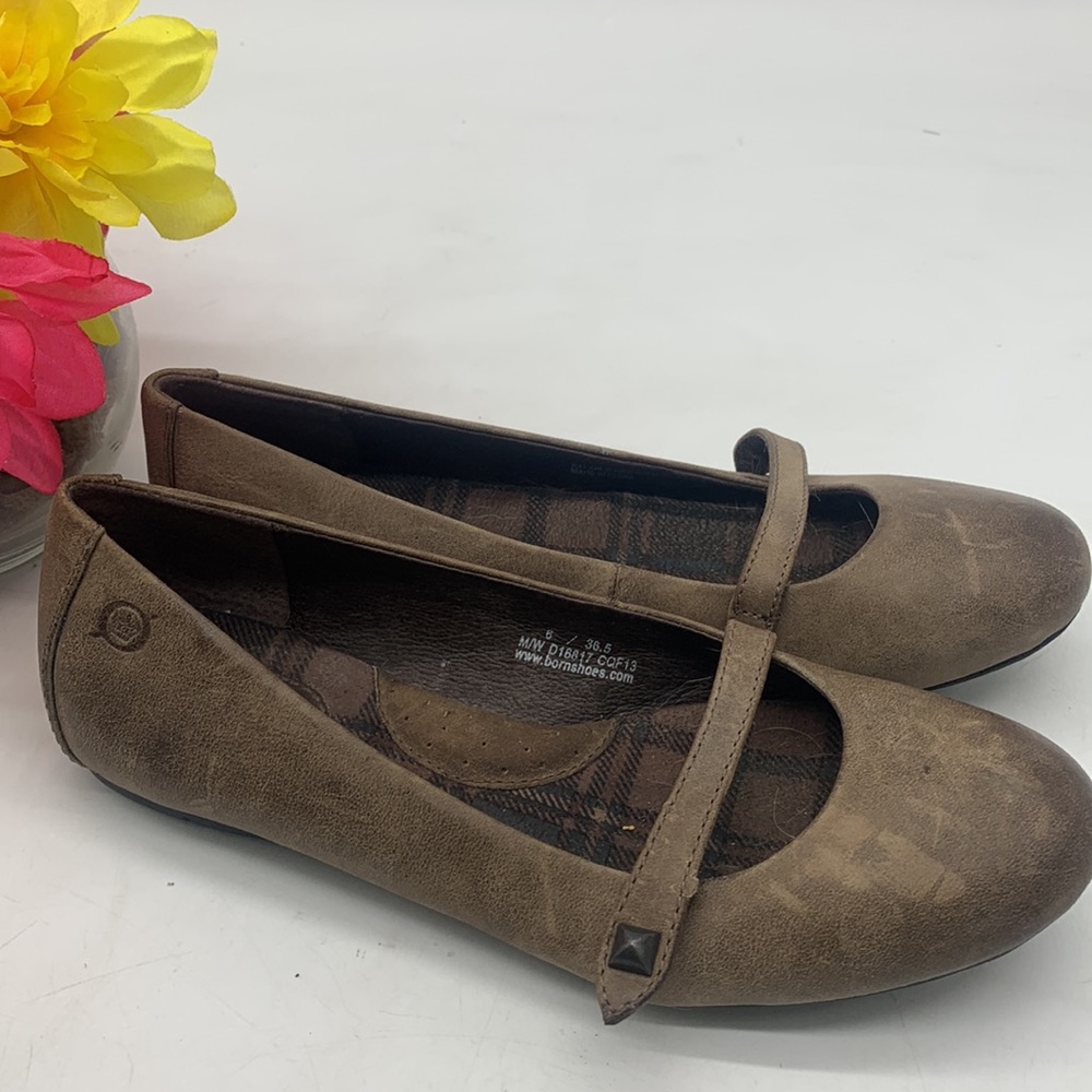 Born Light Brown Leather Ballet Flats Size 6 BFL5210C - Picture 2 of 9
